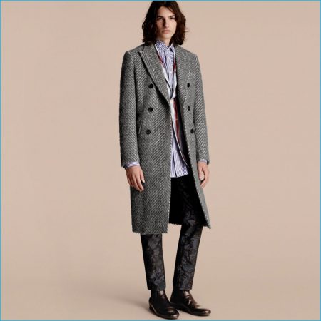 Burberry 2016 Mens Runway Collection Herringbone Wool Mohair Alpaca Blend Chesterfield