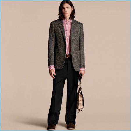 Burberry 2016 Mens Runway Collection Tailored Wool Cashere Blend Donegal Tweed Jacket