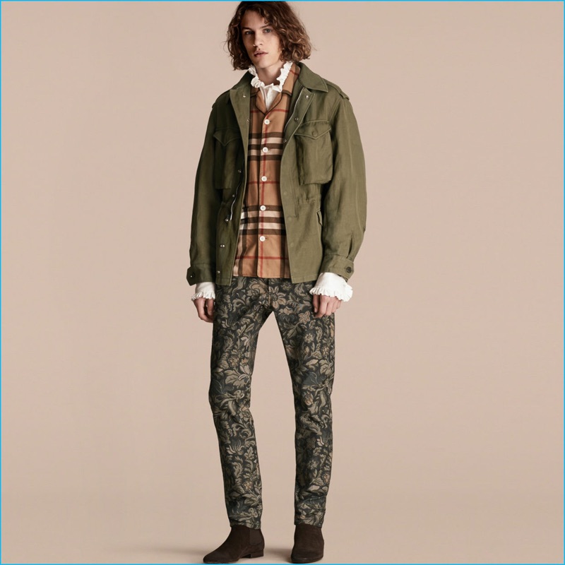 Burberry Tumbled Ramie Cotton Twill Field Jacket and Check Pyjama Shirt