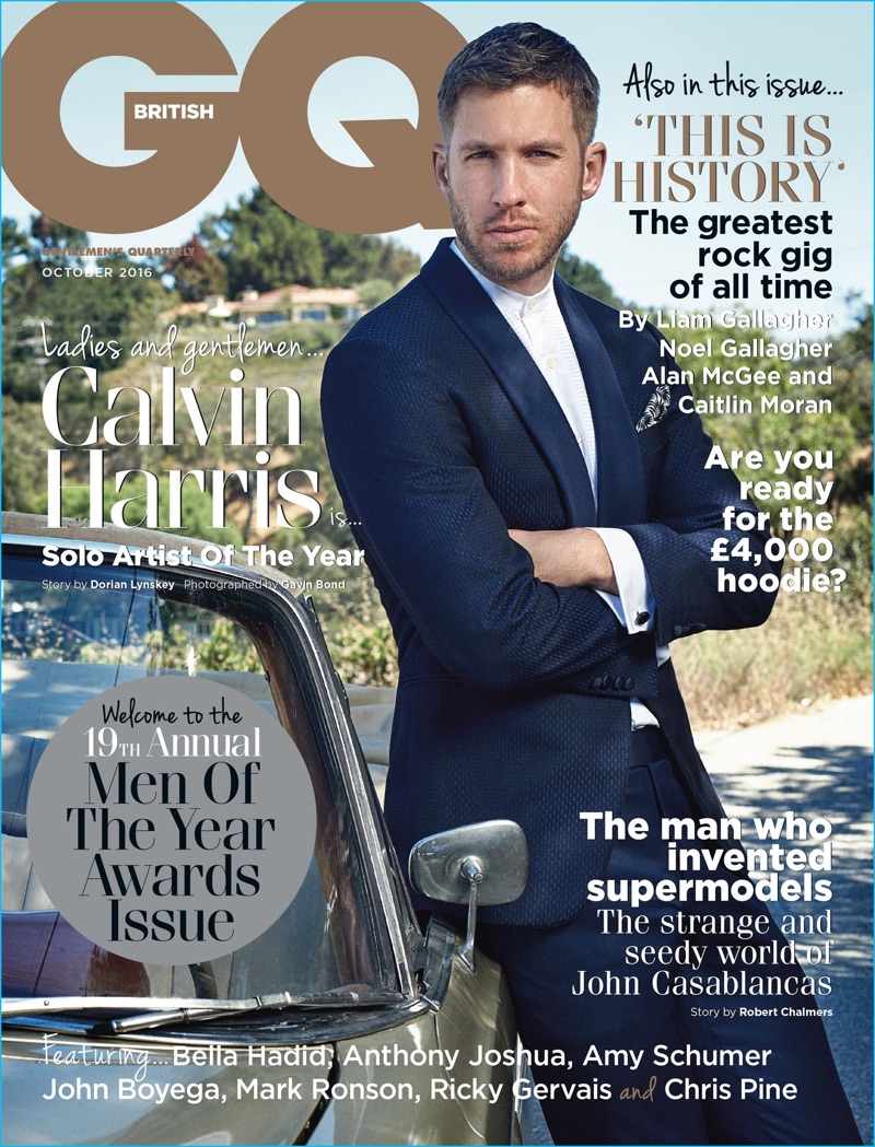 Calvin Harris covers the October 2016 issue of British GQ.