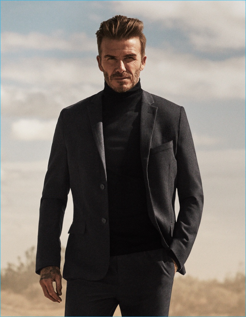 David Beckham is clad in black for H&M's fall-winter 2016 Modern Essentials campaign.