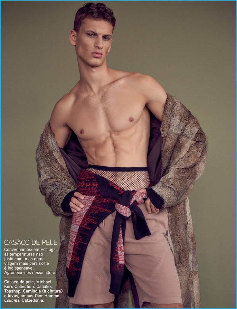 David Trulik has a fur moment in Michael Kors for a fashion editorial from GQ Portugal.