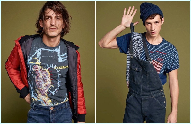 Top models Jarrod Scott and Adrien Sahores star in Desigual's fall-winter 2016 men's lookbook.