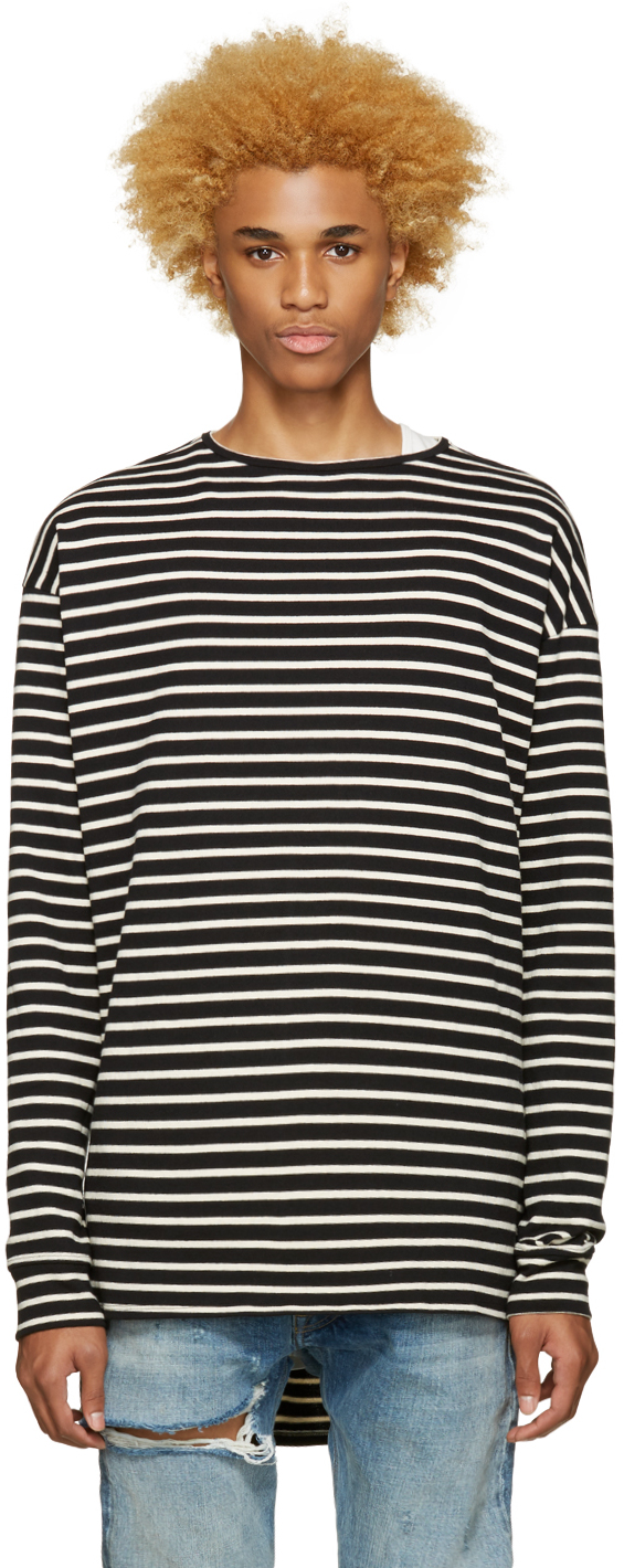 Fear of God x SSENSE Black and Cream Striped Long Sleeve T-Shirt