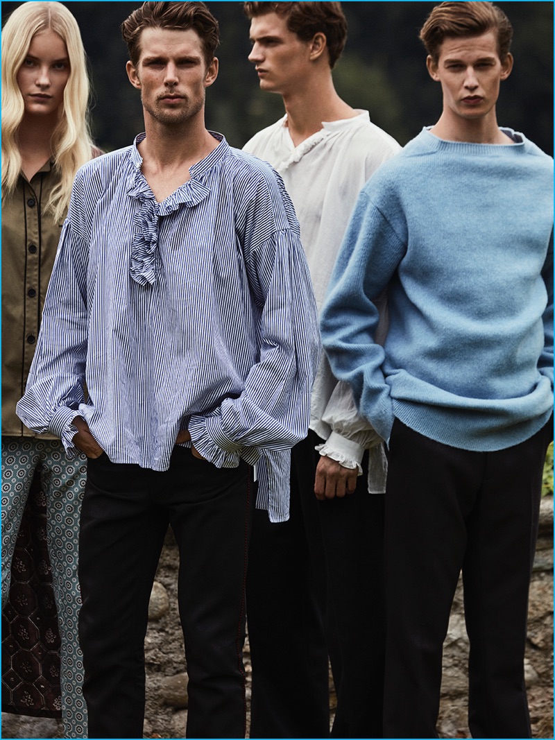 Alisa Forslund, Nils Butler, Niek Put, and Lucas Reckman model Burberry for GQ España.