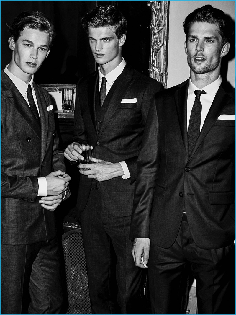 Lucas Reckman, Niek Put, and Nils Butler don Dsquared2 Classic suiting for GQ España.