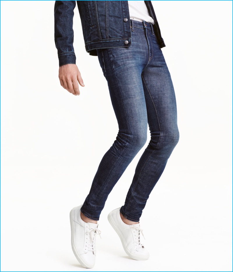 H&M's 360 Tech Stretch Skinny Jeans in Dark Denim Blue