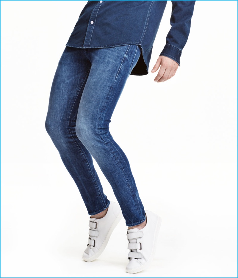 H&M's 360 Tech Stretch Skinny Jeans in Denim Blue