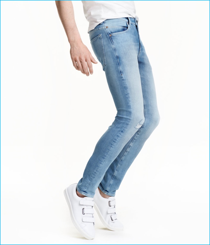 H&M's 360 Tech Stretch Skinny Jeans in Light Denim Blue