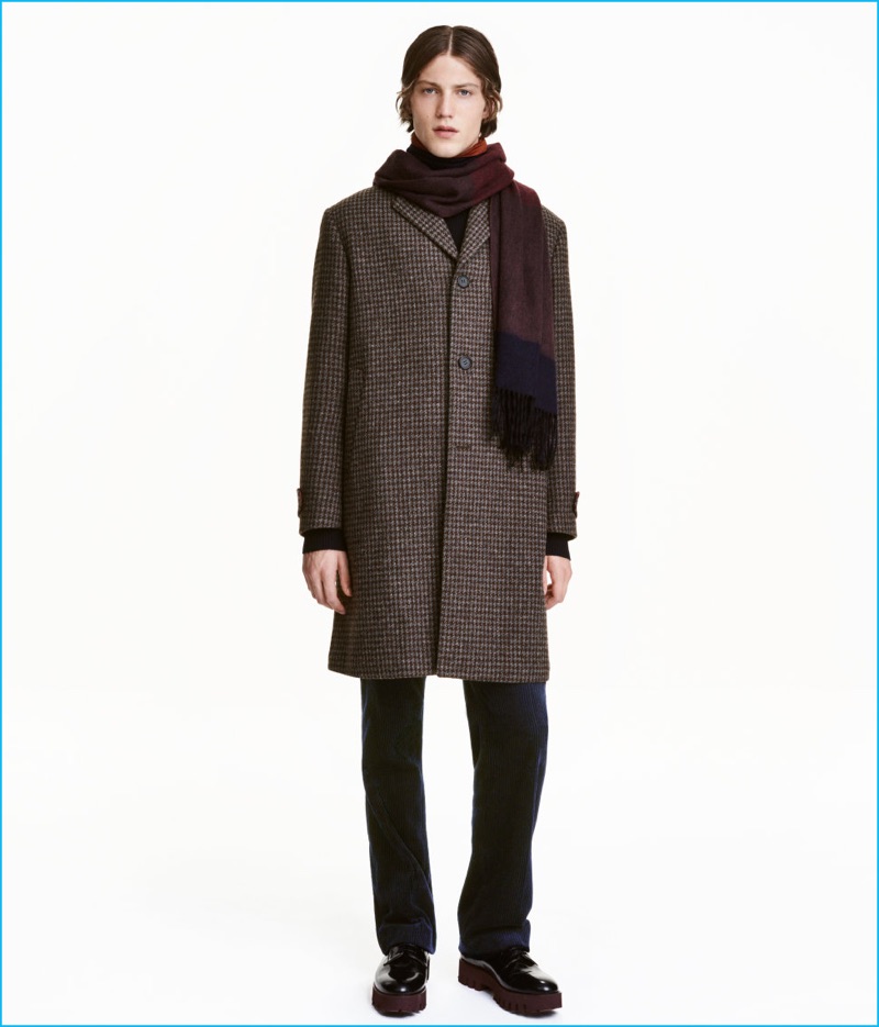 H&M Studio Wool Blend Herringbone Coat
