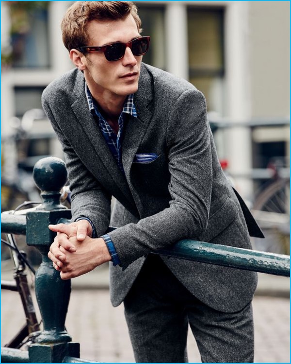 Clément Chabernaud is an effortless vision in a Ludlow tweed suit from J.Crew.
