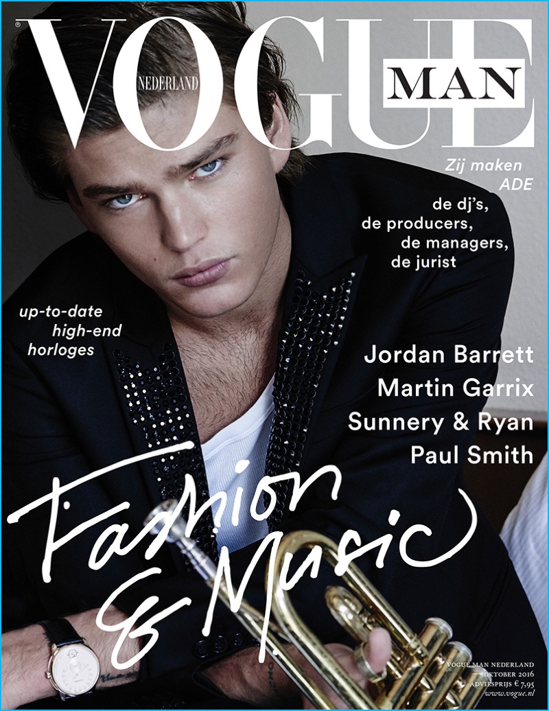 Photographed by Paul Bellaart, Jordan Barrett covers Vogue Man Netherlands.