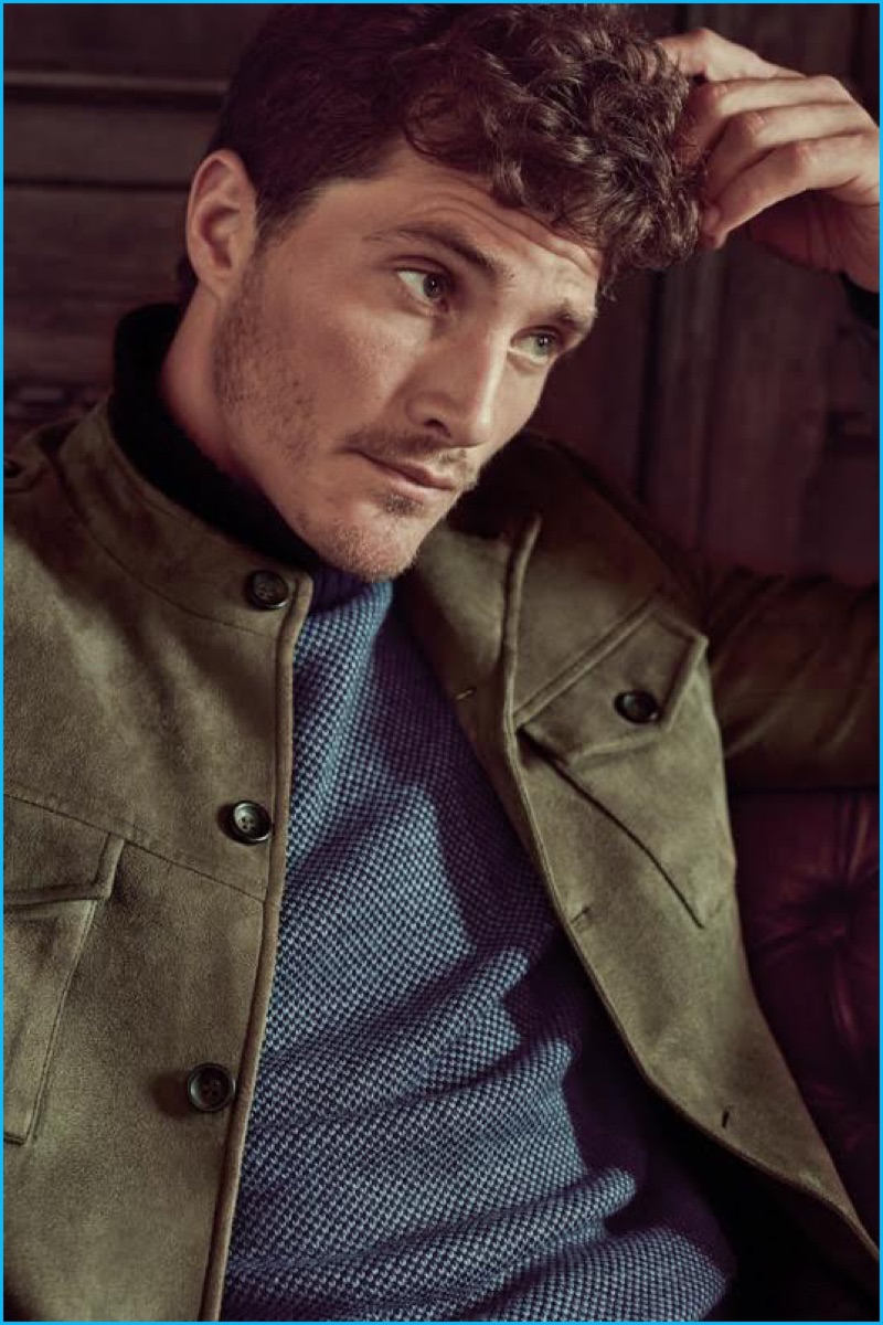 Ollie Edwards pictured in a suede jacket for Koton Men's fall-winter 2016 campaign.