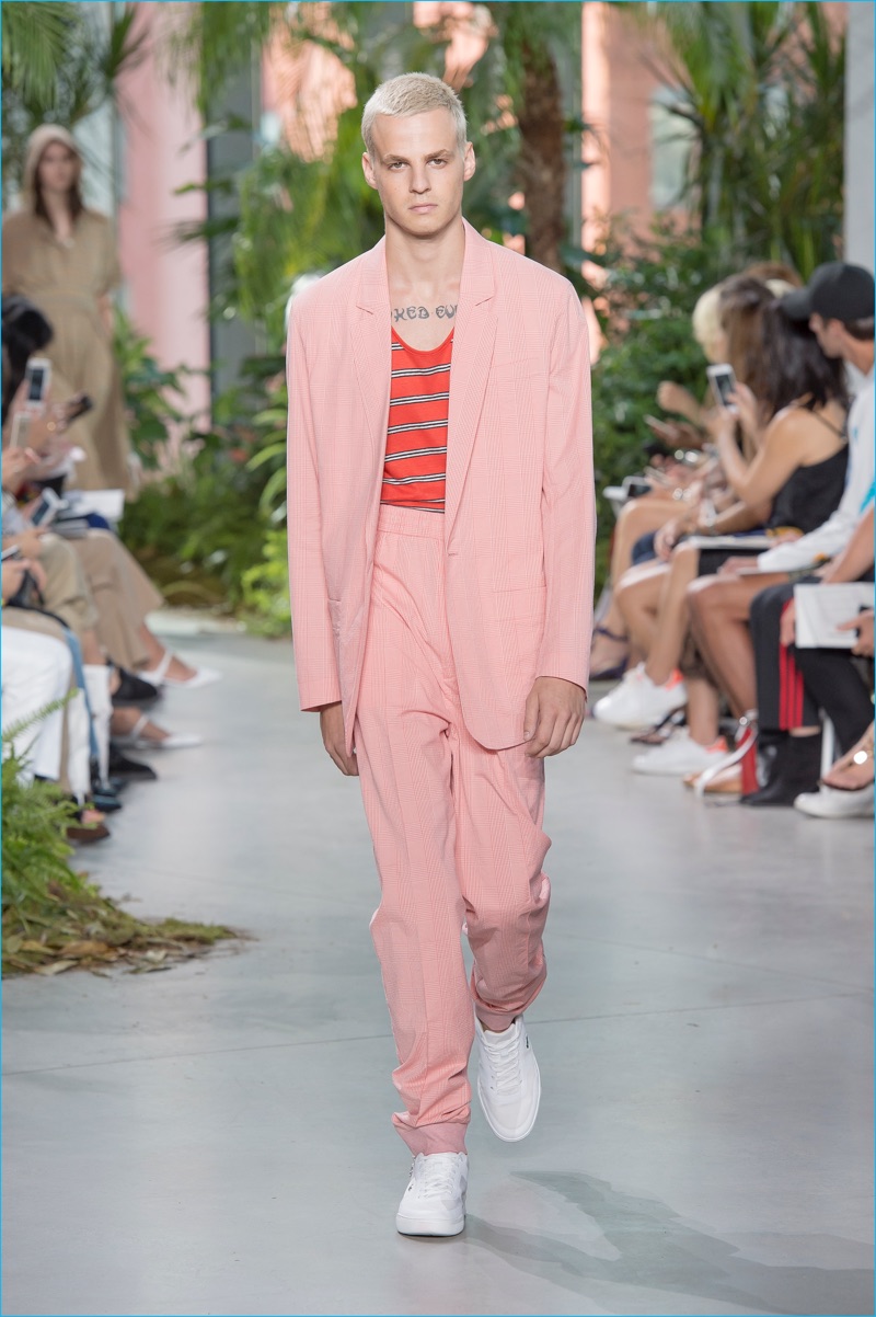 Lacoste gravitates towards summery colors for its oversized suiting.