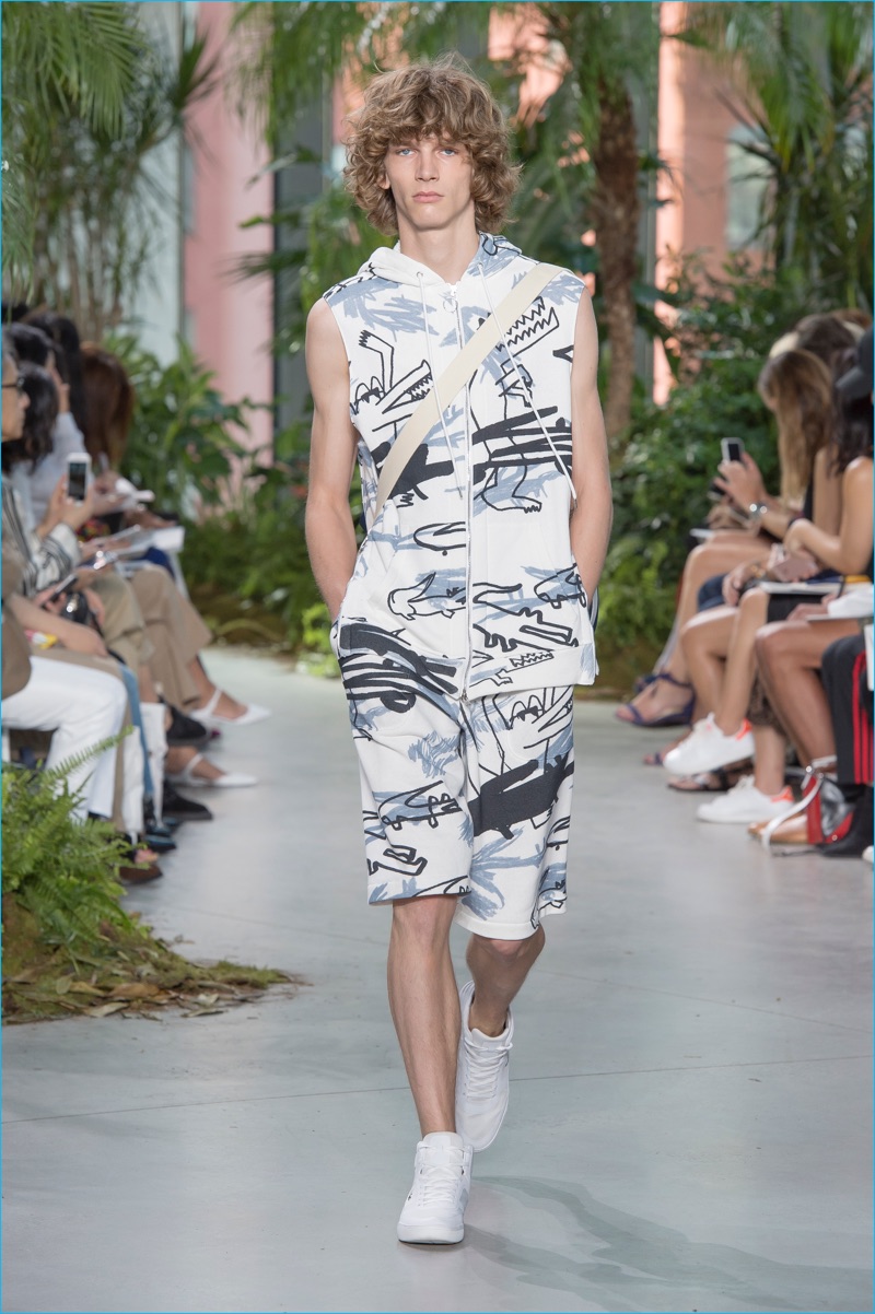 Lacoste presents a fun graphic take on its alligator motif for spring-summer 2017.