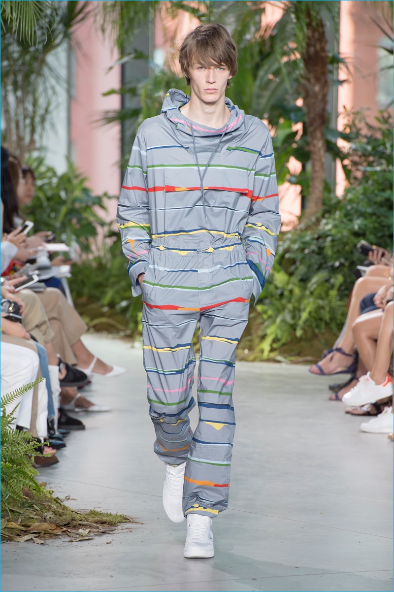 Lacoste goes sporty with stripes for spring-summer 2017.