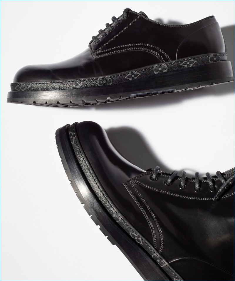 Louis Vuitton's updates dress shoes and military-inspired boots with a stylish trim for its Monogram Eclipse collection.