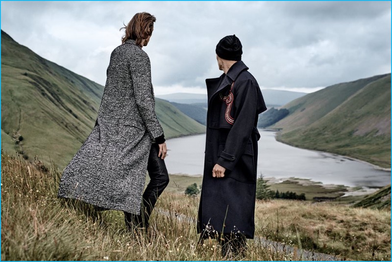 Elegant Drama (Left to Right): Haider Ackermann Woven Wool-Blend Overcoat and Dries Van Noten Radley Grosgrain-Trimmed Wool-Blend Trench Coat.