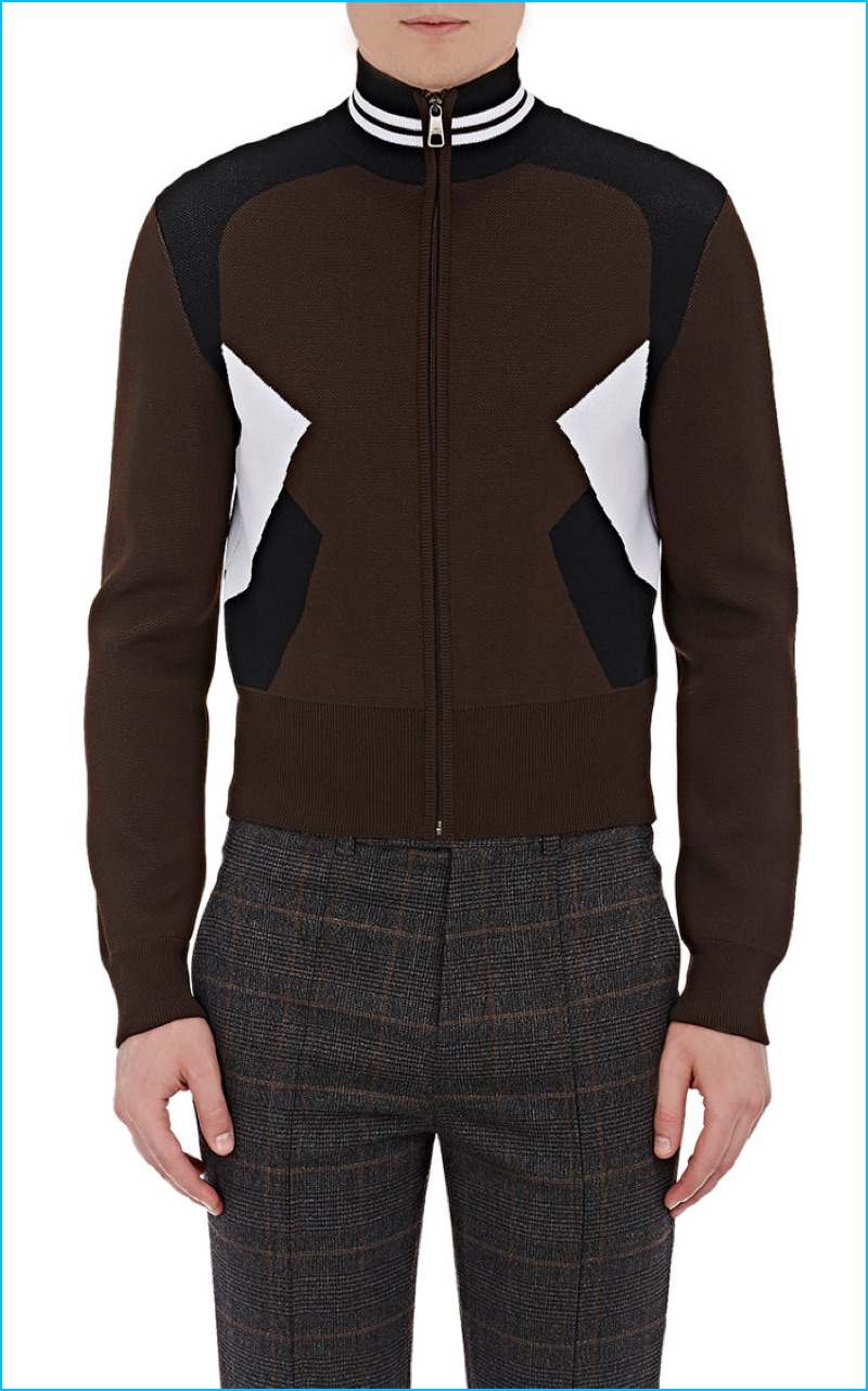 Neil Barrett Knit Skinny Fit Brown, Black and White Track Jacket