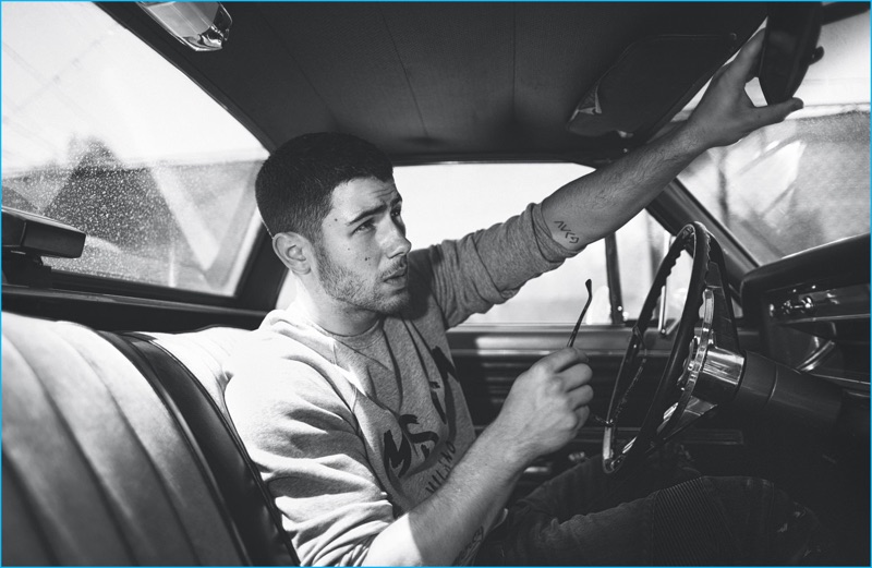 Nick Jonas goes for a drive with Wonderland magazine for its fall 2016 issue.