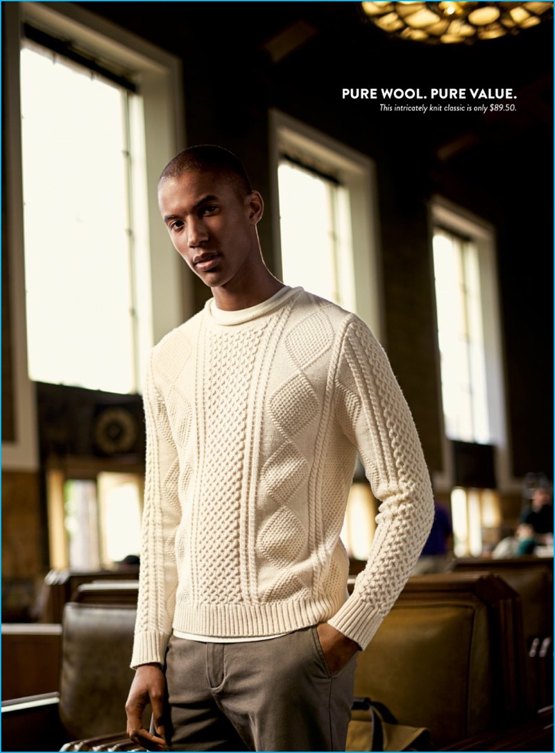 Claudio Monteiro wears fisherman sweater Nordstrom Men's Shop.