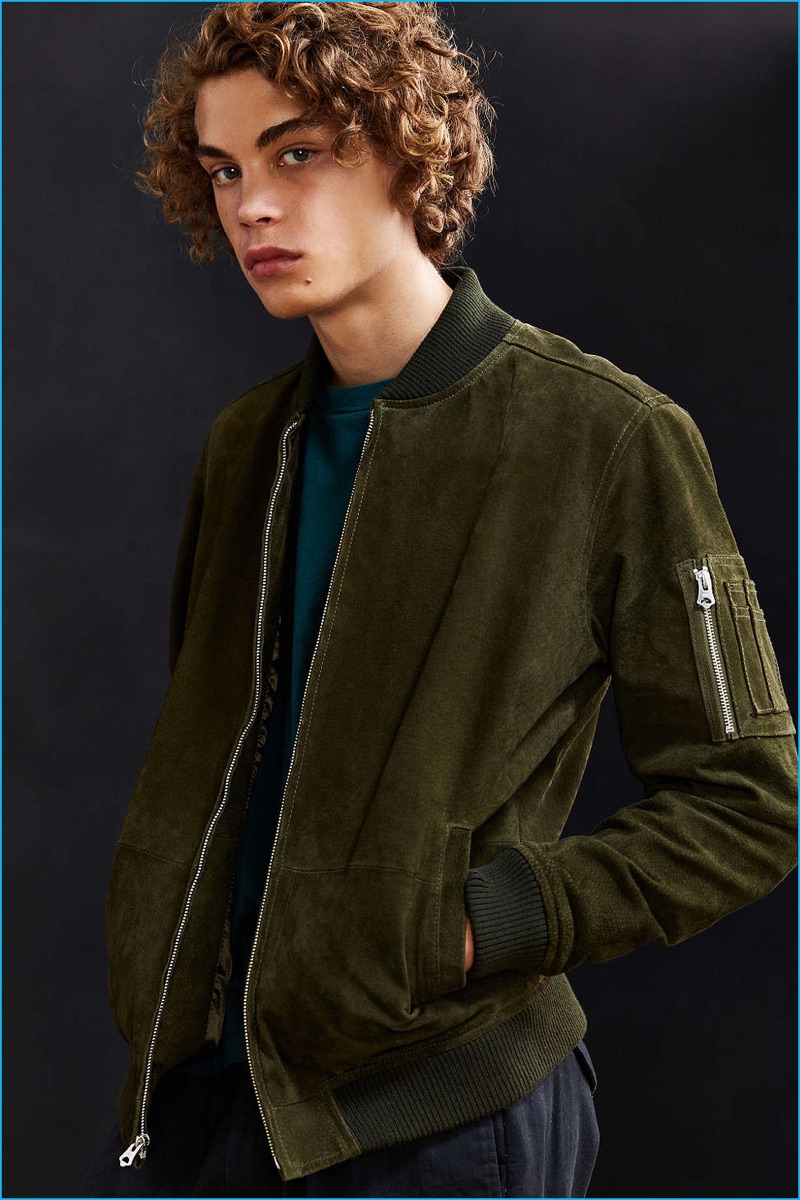 Obey Pilot Suede Olive Green Bomber Jacket