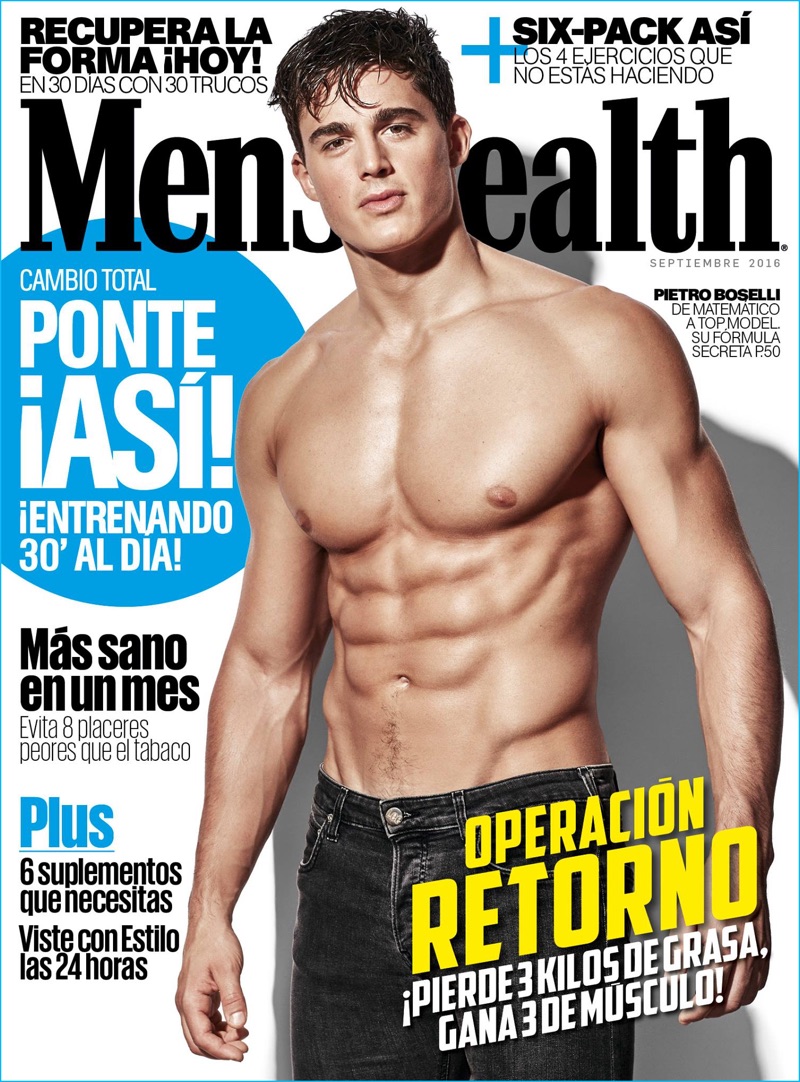 Pietro Boselli covers the September 2016 issue of Men's Health España.