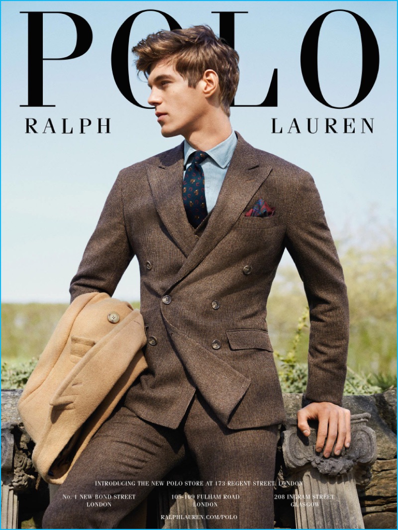 Bertold Zahoran sports Polo Ralph Lauren's three-piece Morgan suit for the brand's fall-winter 2016 campaign.