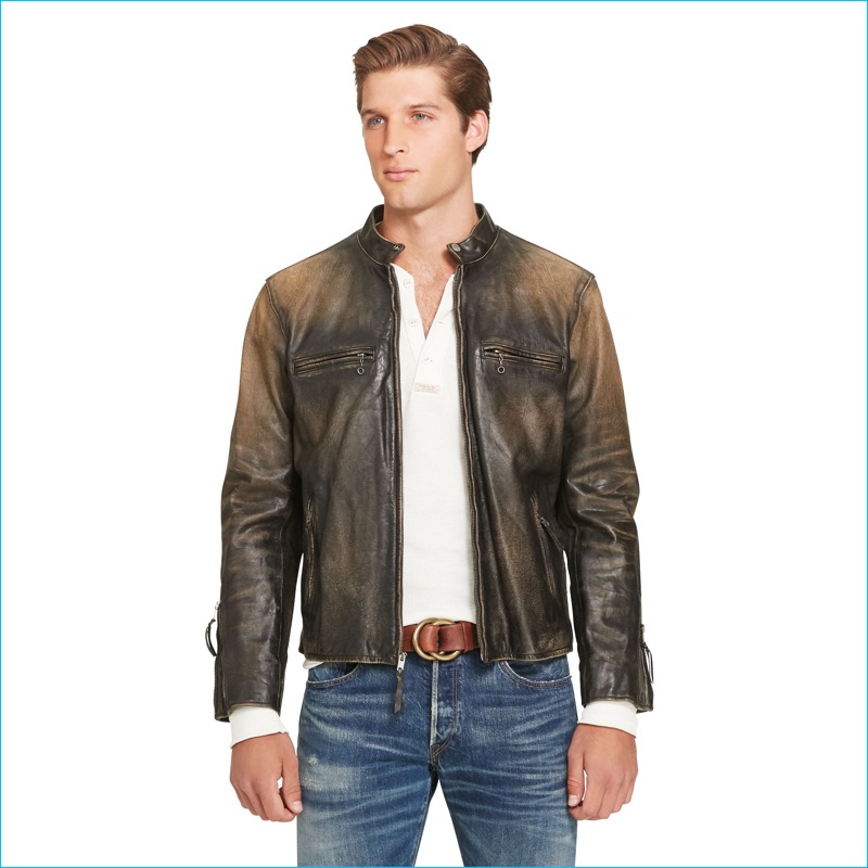 ralph lauren distressed leather jacket