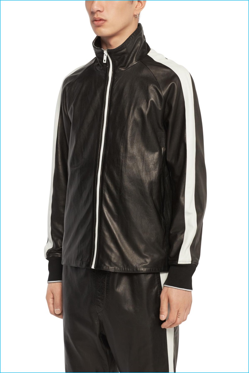 Rag & Bone Black Leather Track Jacket