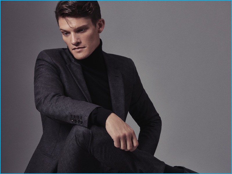 Danny Beauchamp dons a Reiss suit with a chic turtleneck.
