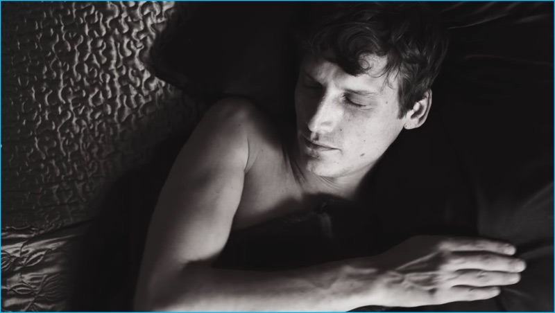 Roch Barbot gets his beauty rest at the beginning of Fendi's fall-winter 2016 campaign video.