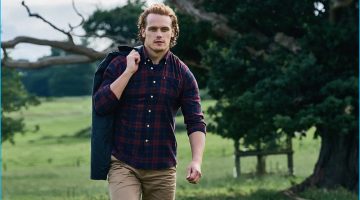 Sam Heughan Models Barbour's Tartan Shirts for Autumn Shoot Sam Heughan Models Barbour's Tartan Shirts for Autumn Shoot