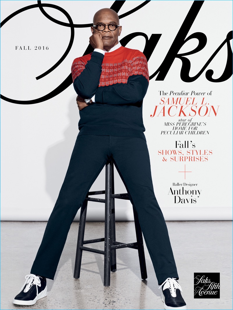 Samuel L. Jackson covers Saks Fifth Avenue’s fall 2016 men’s catalogue.