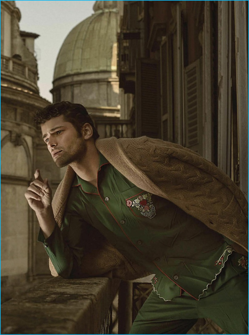 Sean O'Pry pictured in Gucci for the pages of GQ Style Mexico.