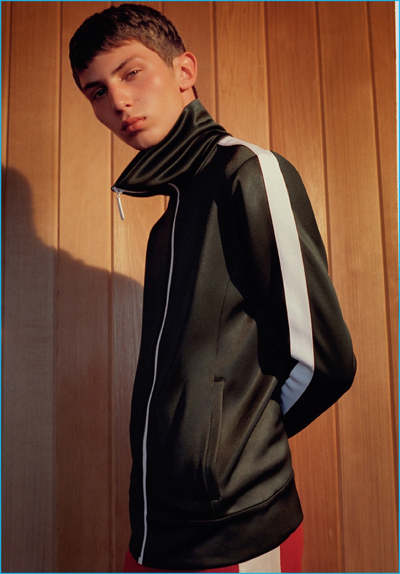 Selfridges taps into the track jacket trend with a Burberry track jacket, styled with Wales Bonner pants.