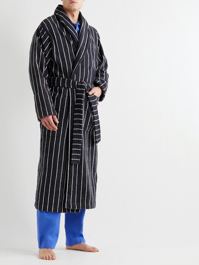 Tekla Striped Organic Cotton-Terry Robe