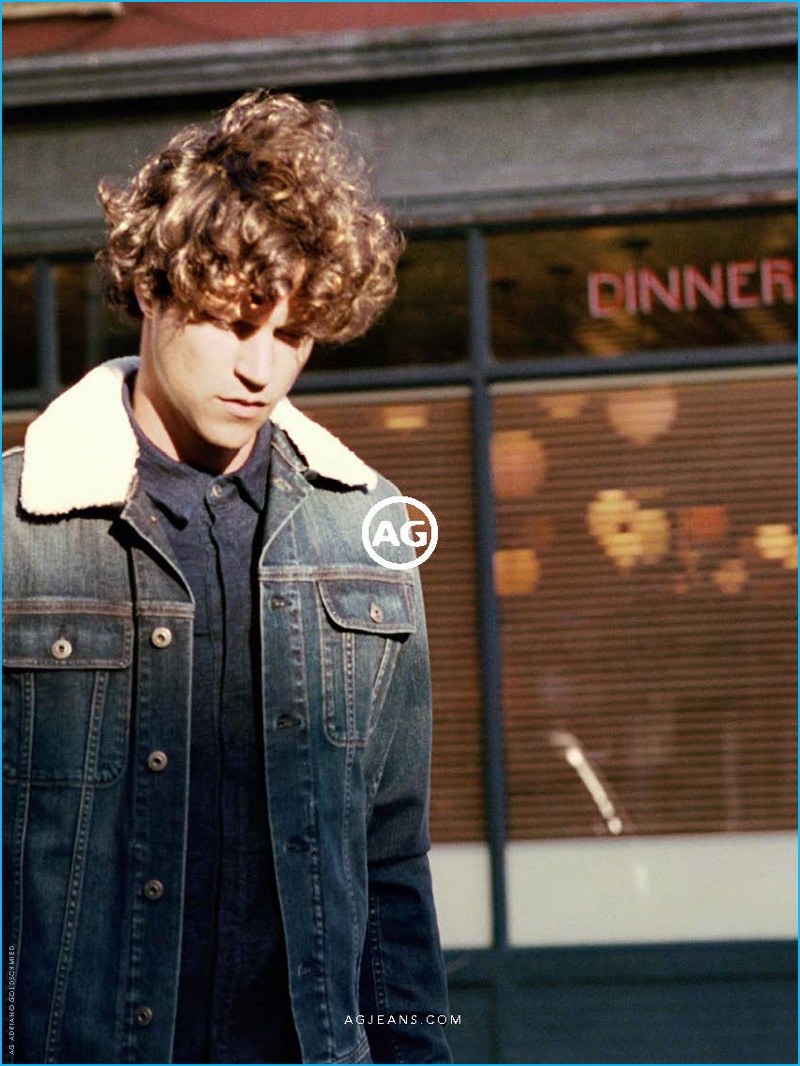 Theo Wenner photographs Miles McMillan for AG Jeans' fall-winter 2016 advertising campaign.