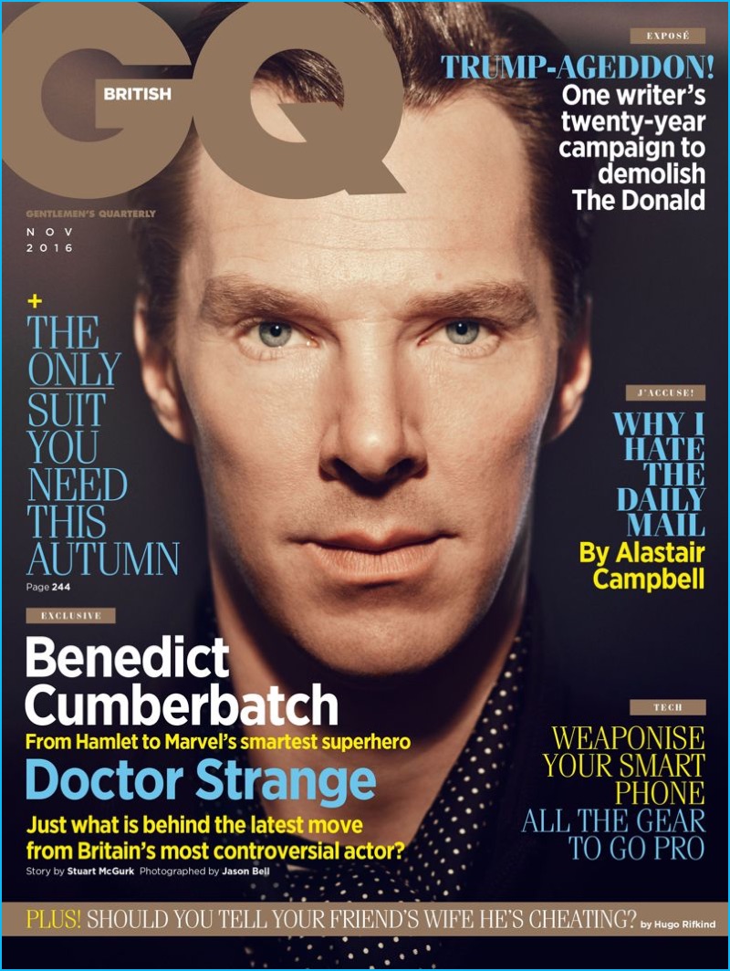 Benedict Cumberbatch covers the November 2016 issue of British GQ.