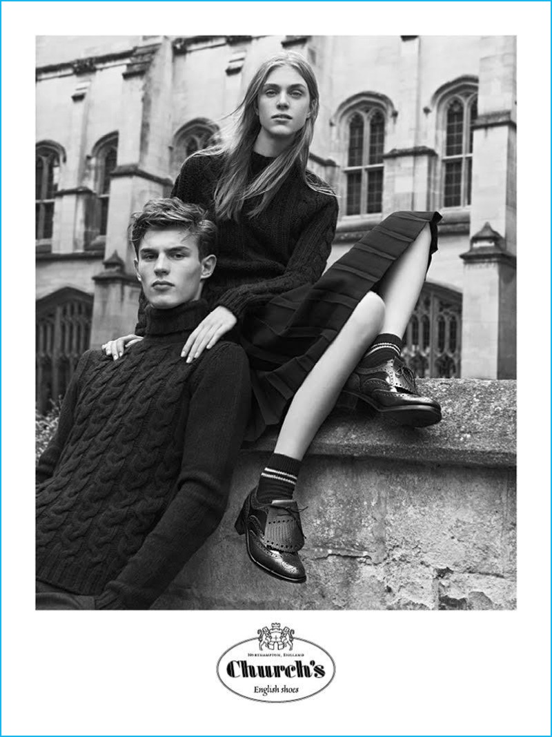 Margherita Moro stylists models Hedvig Palm and Kit Butler for Church's fall-winter 2016 campaign.