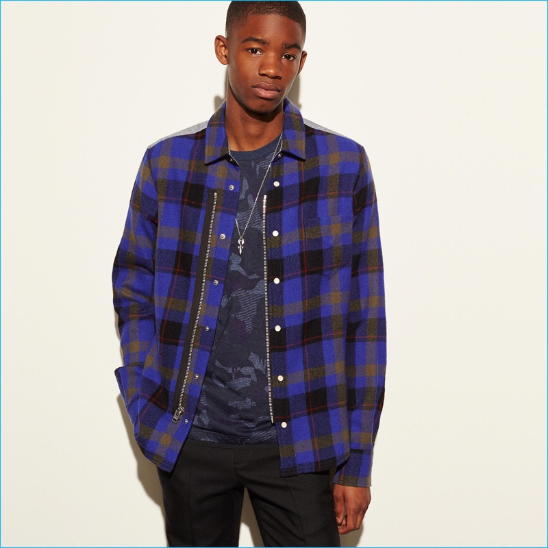 Coach Men's Plaid Zip Shirt