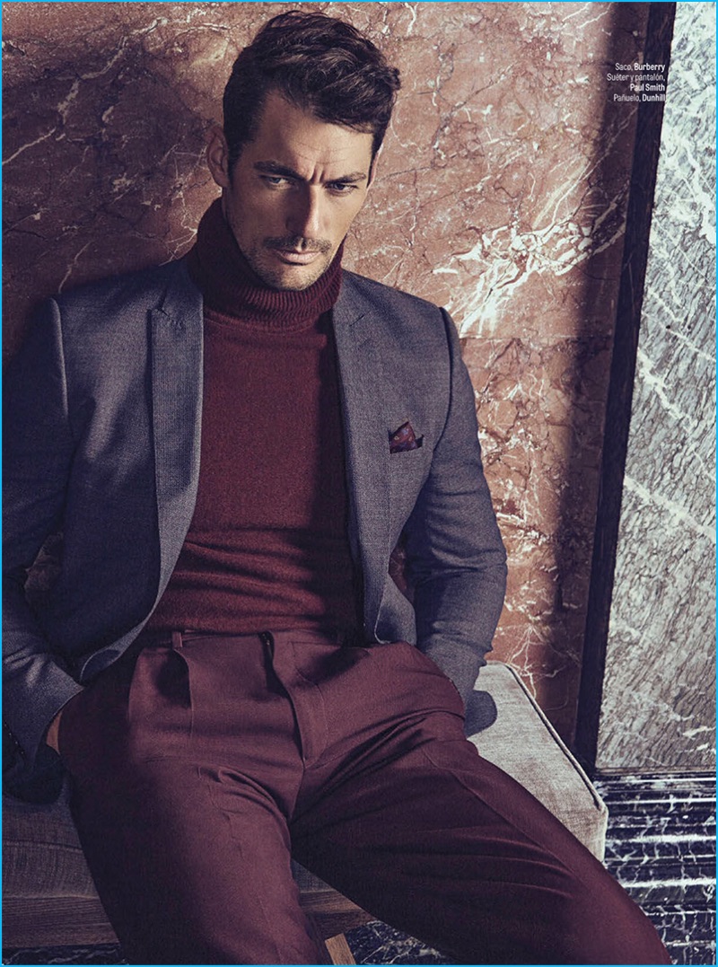 David Gandy wears smart tailored separates from Burberry and Paul Smith for the pages of GQ México.