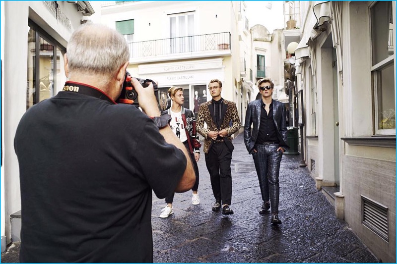 Taking to Capri, Cameron Dallas, Brandon Thomas Lee, and Presley Gerber walk the cobbled streets for Dolce & Gabbana's spring-summer 2017 campaign.