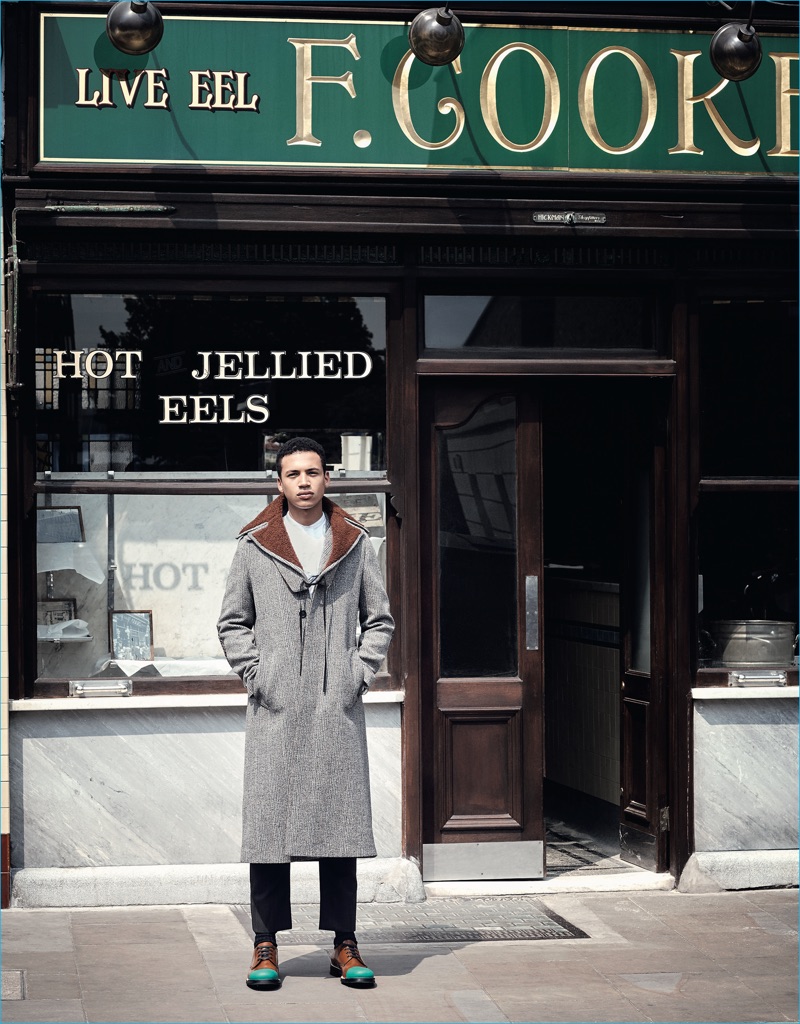 Henry Pedro-Wright is front and center in a fall-winter 2016 look from Prada for GQ France.