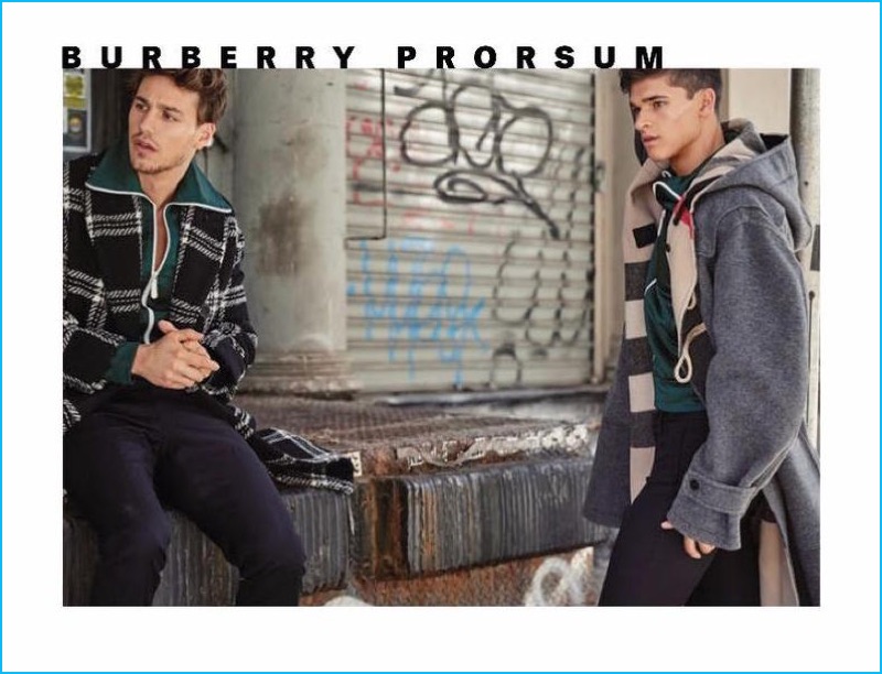 Mariano Ontañon and Trevor Signorino model fall fashions from Burberry for GQ México.
