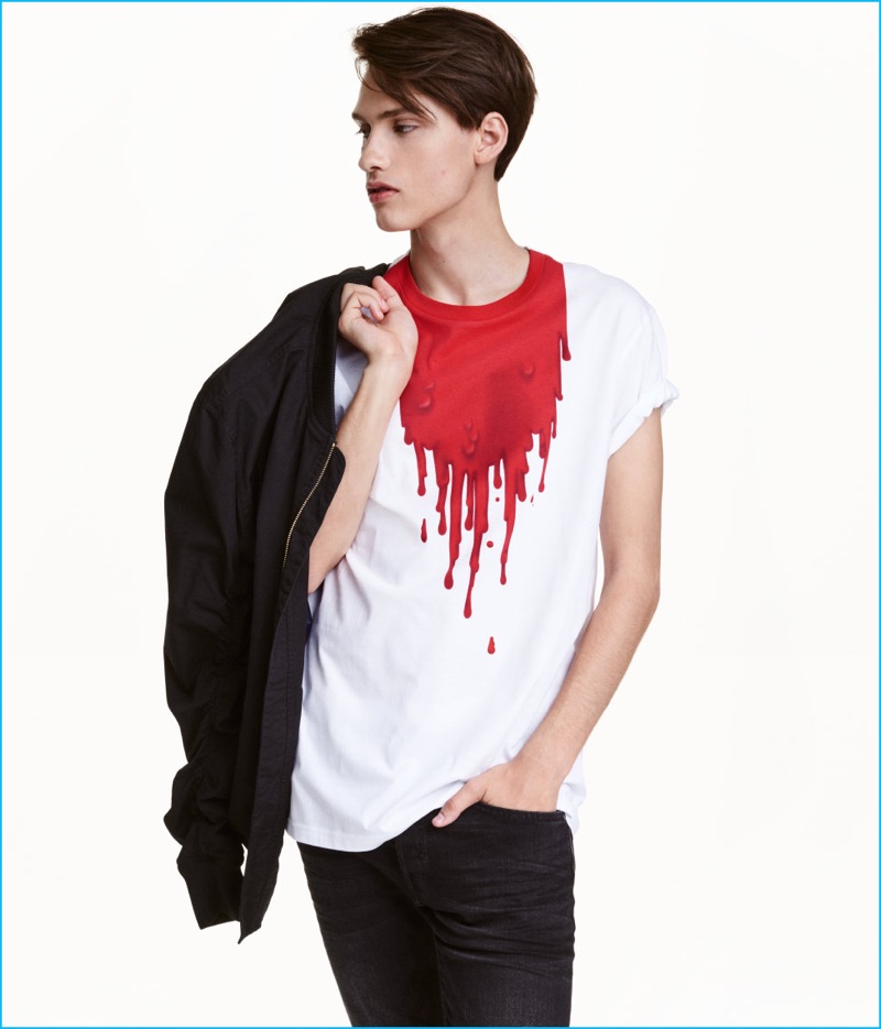 H&M Men's Halloween Blood Drip T-Shirt