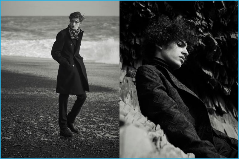 Models Liviu Scortanu and Tre Samuels star in a fall-winter 2016 editorial for Hermès.