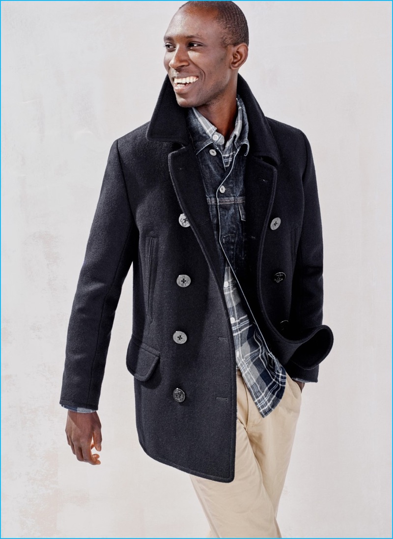 Naval style is front and center with J.Crew's navy dock peacoat.