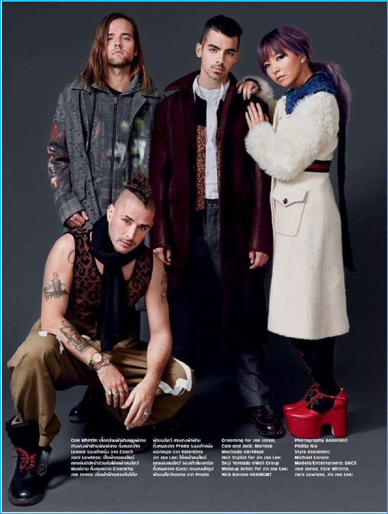 Joe Jonas poses for pictures with his DNCE members for L'Optimum Thailand.