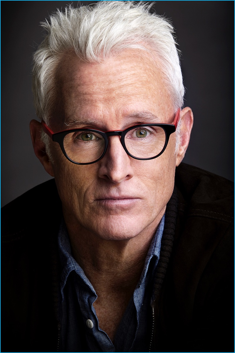 John Slattery photographed by Timothy Greenfield-Sanders in Eyebobs' Take a Stand reading glasses.